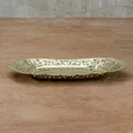 Brass catchall, 'Thai Living' - Ornate Brass Floral Openwork Decorative Oval Catchall