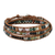 Agate and onyx beaded wrap bracelet, 'Sunset Fields' - Moss Agate and Onyx Beaded Leather Cord Wrap Bracelet thumbail
