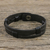 Men's leather wristband bracelet, 'Commander in Black' - Men's Black Leather Wristband Bracelet with Brass Snap thumbail