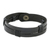 Men's leather wristband bracelet, 'Commander in Black' - Men's Black Leather Wristband Bracelet with Brass Snap