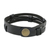 Men's leather wristband bracelet, 'Commander in Black' - Men's Black Leather Wristband Bracelet with Brass Snap (image 2e) thumbail