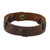 Men's leather wristband bracelet, 'Commander in Dark Brown' - Men's Dark Brown Leather Wristband Bracelet with Brass Snap