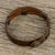 Men's leather wristband bracelet, 'Commander in Dark Brown' - Men's Dark Brown Leather Wristband Bracelet with Brass Snap (image 2b) thumbail