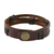 Men's leather wristband bracelet, 'Commander in Dark Brown' - Men's Dark Brown Leather Wristband Bracelet with Brass Snap (image 2e) thumbail