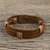 Men's leather wristband bracelet, 'Commander in Light Brown' - Men's Light Brown Leather Wristband Bracelet with Brass Snap (image 2) thumbail