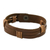 Men's leather wristband bracelet, 'Commander in Light Brown' - Men's Light Brown Leather Wristband Bracelet with Brass Snap (image 2a) thumbail