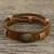 Men's leather wristband bracelet, 'Commander in Light Brown' - Men's Light Brown Leather Wristband Bracelet with Brass Snap (image 2c) thumbail