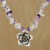 Fluorite and amethyst pendant necklace, 'Violet Field' - Amethyst Fluorite Sterling Silver Flower Pendant Necklace