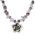 Fluorite and amethyst pendant necklace, 'Violet Field' - Amethyst Fluorite Sterling Silver Flower Pendant Necklace