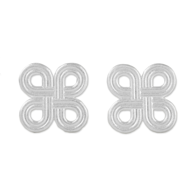 Clover-Patterned Loops Sterling Silver Stud Earrings