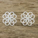 Sterling silver stud earrings, 'Inescapable Beauty' - Symmetrical Overlapping Loop Sterling Silver Stud Earrings