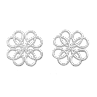 Sterling silver stud earrings, 'Inescapable Beauty' - Symmetrical Overlapping Loop Sterling Silver Stud Earrings