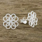 Sterling silver stud earrings, 'Inescapable Beauty' - Symmetrical Overlapping Loop Sterling Silver Stud Earrings
