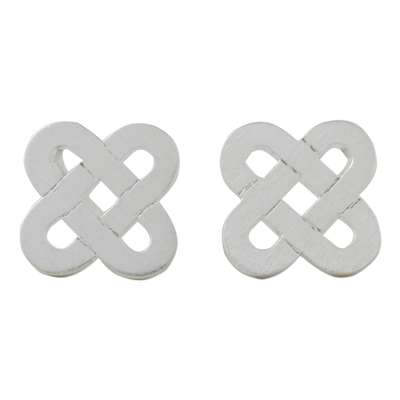 Crossed Ovals Sterling Silver Stud Earrings from Thailand
