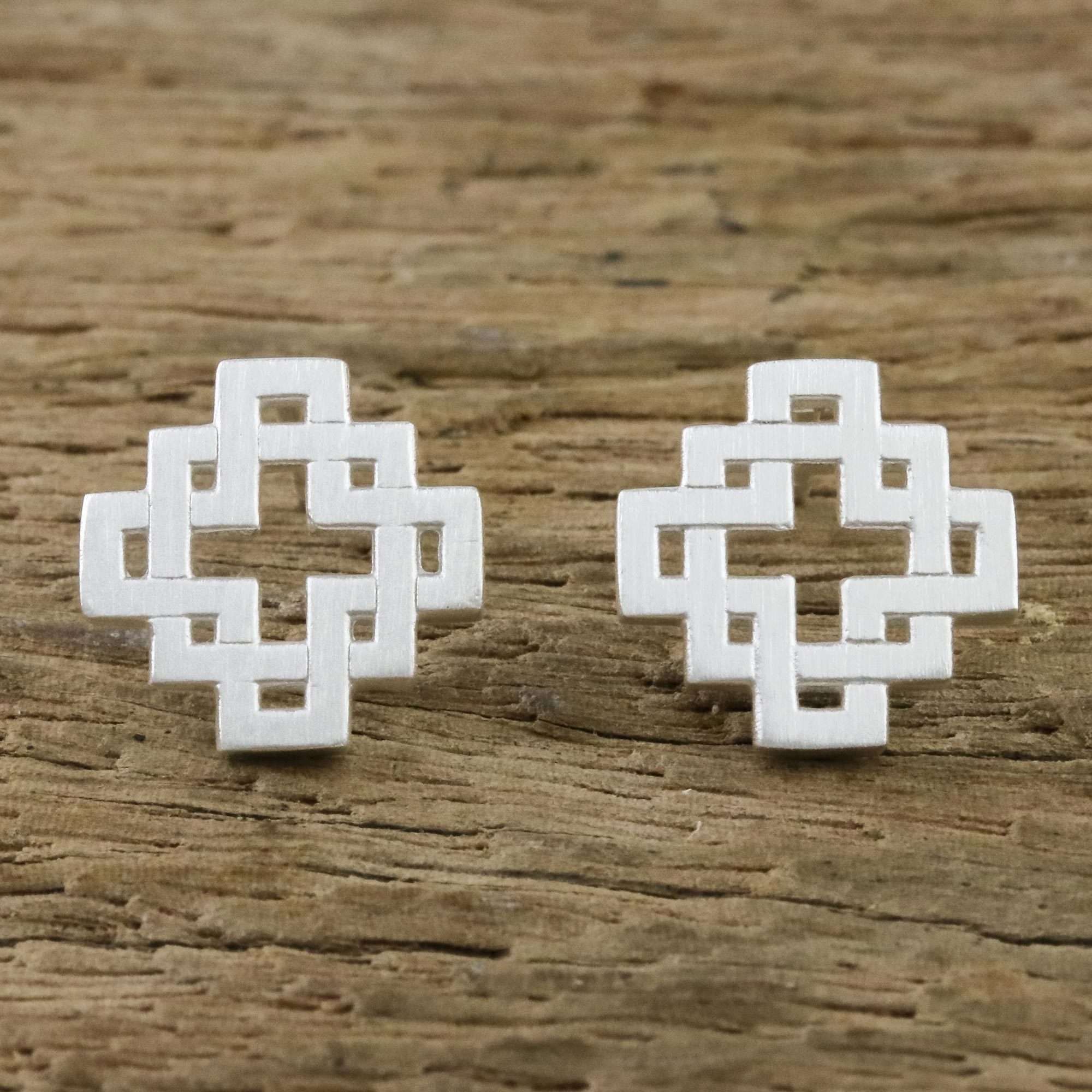 UNICEF Market Overlapping Cross and Square Sterling Silver Stud