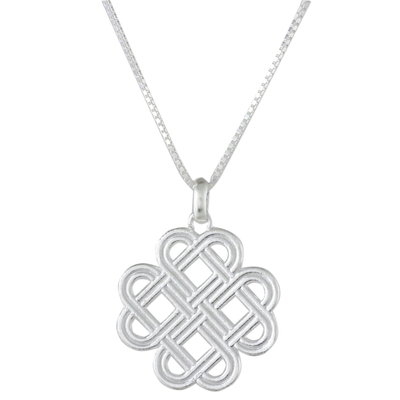 Sterling silver pendant necklace, 'Curving Illusion' - Overlapping Ovals Sterling Silver Pendant Necklace