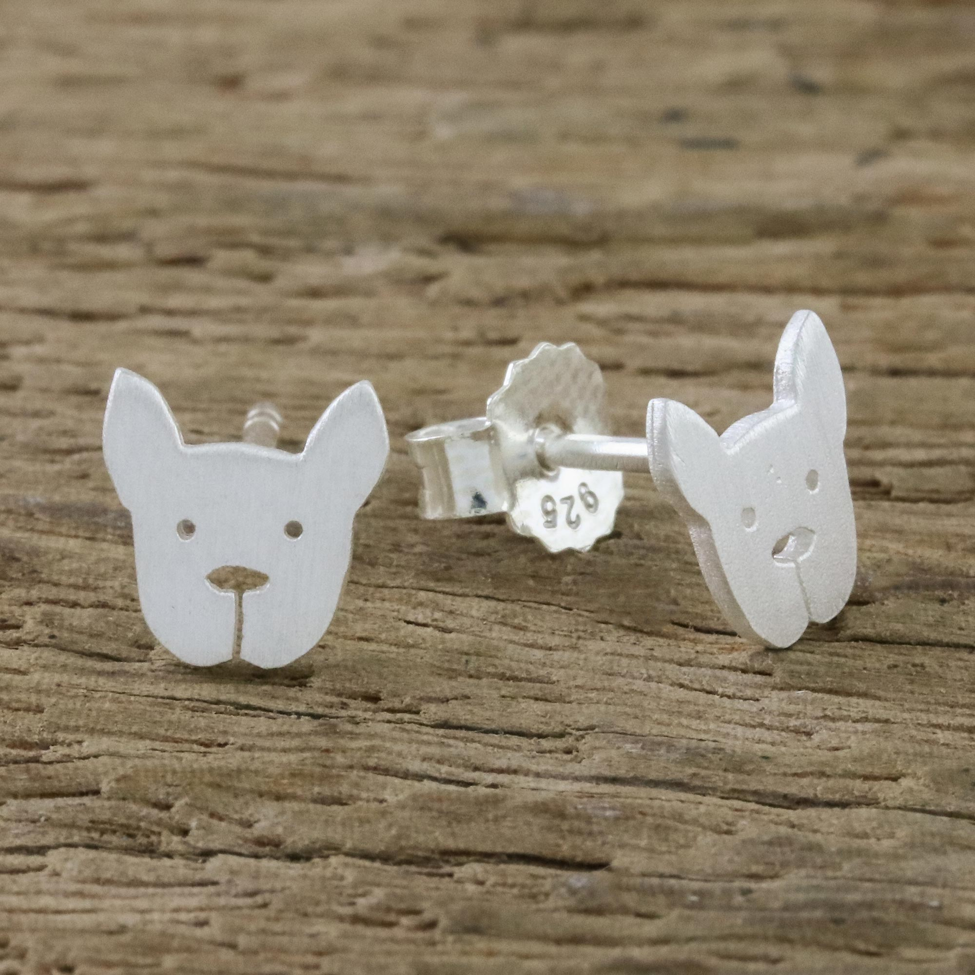 Sterling Silver French Bulldog Stud Earrings from Thailand - French ...