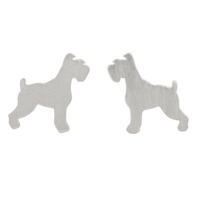 Schnauzer Sterling Silver Stud Earrings from Thailand