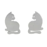 Sterling silver stud earrings, 'Leisurely Felines' - Sterling Silver Cat Stud Earrings from Thailand