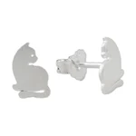 Sterling silver stud earrings, 'Leisurely Felines' - Sterling Silver Cat Stud Earrings from Thailand