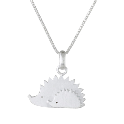 Sterling silver pendant necklace, 'Porcupines' - Sterling Silver Porcupine Pendant Necklace from Thailand