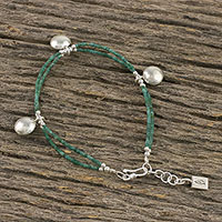 Serpentine beaded charm bracelet, 'Minty Karen' - Serpentine Beaded Charm Bracelet from Thailand
