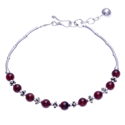 Garnet Bracelet with Karen Silver Beads from Thailand