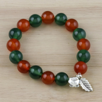 Chalcedony beaded stretch bracelet, 'Changing Forest' - Colorful Chalcedony Beaded Stretch Bracelet from Thailand