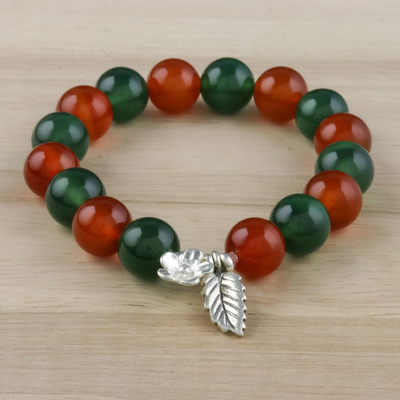 Chalcedony beaded stretch bracelet, 'Changing Forest' - Colorful Chalcedony Beaded Stretch Bracelet from Thailand