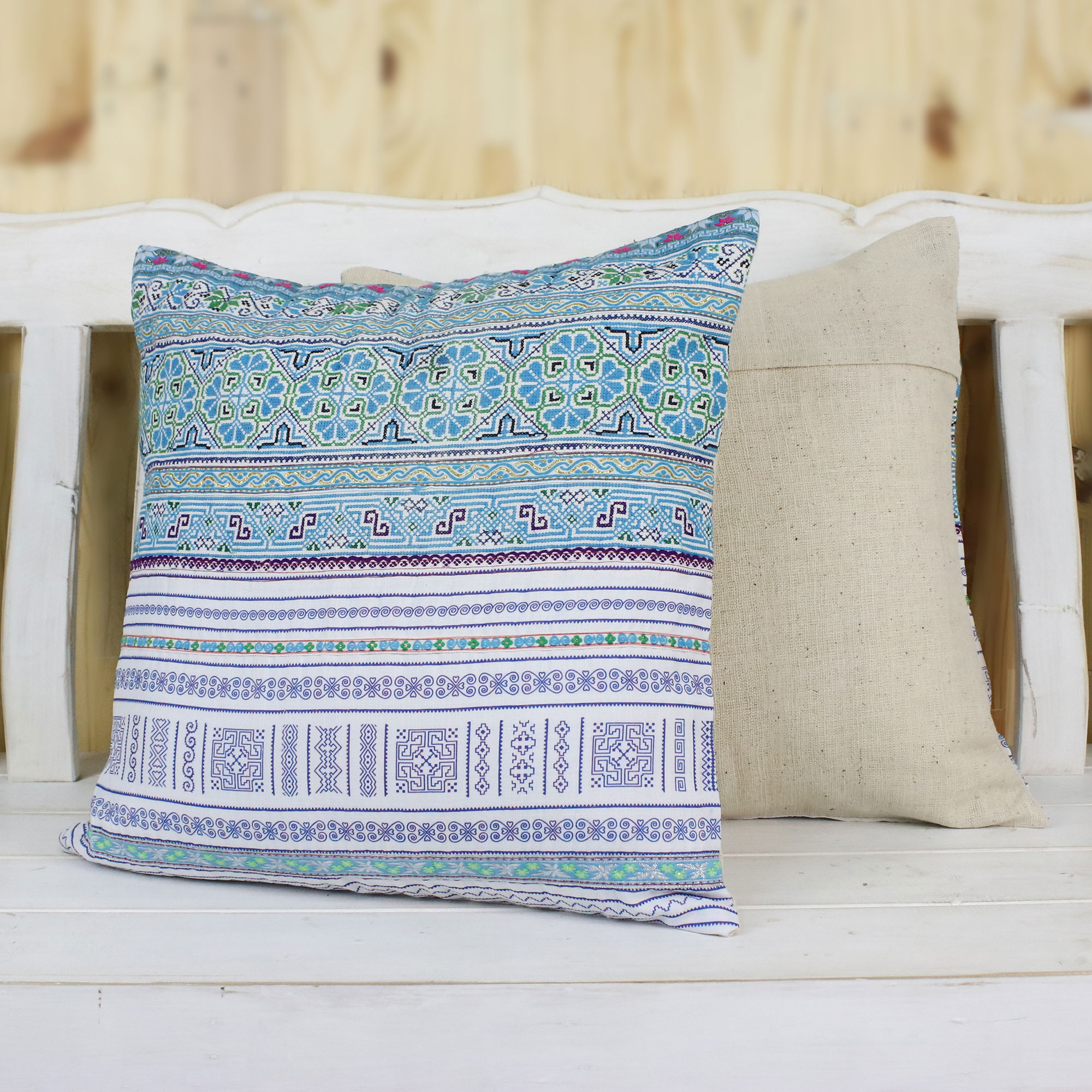 Cotton Blend Cushion Covers Woven by Hmong Artisans (Pair) - Hmong Sky ...