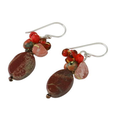 Jasper dangle earrings, 'Summer Symphony' - Jasper Beaded Dangle Earrings from Thailand