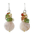 Multi-gemstone dangle earrings, 'Thai Joy' - Multi-Gemstone Beaded Cluster Earrings from Thailand thumbail