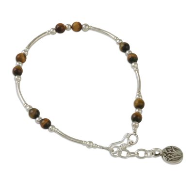 Tiger's eye beaded bracelet, 'Lovely Life' - Tiger's Eye Beaded Bracelet from Thailand
