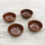 Ceramic condiment bowls, 'Earthen Style' (set of 4) - Rustic Chestnut Brown Ceramic Condiment Bowls (Set of 4)