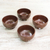 Ceramic dessert bowls, 'Earthen Style' (set of 4) - Rustic Chestnut Brown Ceramic Dessert Bowls (Set of 4)