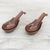 Ceramic spoons with rests, 'Earthen Style' (pair) - Rustic Chestnut Brown Ceramic Spoons with Rests (Pair)