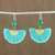Quartz dangle earrings, 'Festival in Light Blue' - Quartz and Brass Bead Dangle Earrings with Cotton Fringe