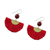 Quartz dangle earrings, 'Festival in Red' - Quartz and Brass Bead Dangle Earrings with Cotton Fringe (image 2c) thumbail