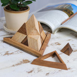 Wood puzzle, 'Intricate Pyramid' - Raintree Wood Pyramid Puzzle from Thailand