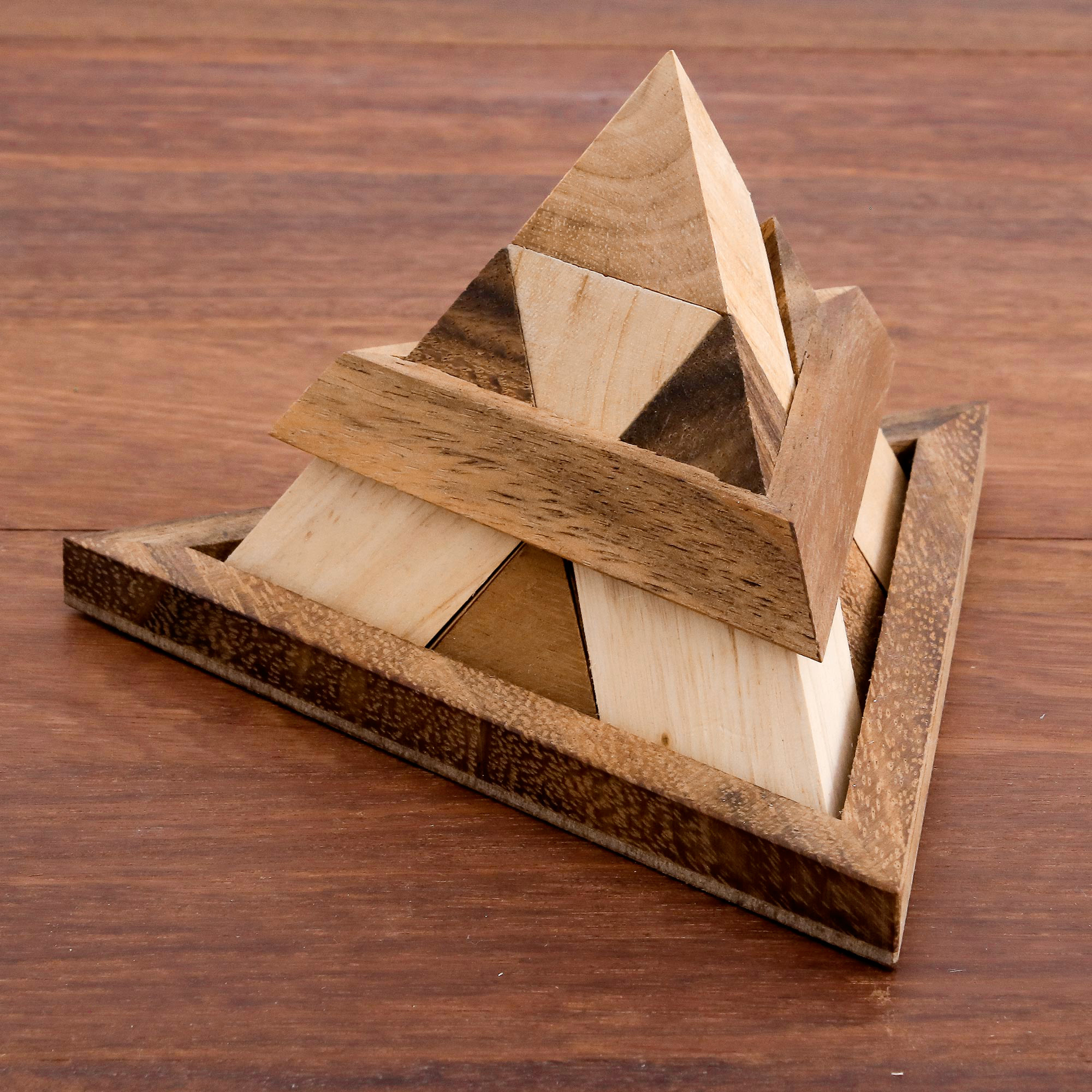 Raintree Wood Pyramid Puzzle From Thailand Intricate Pyramid Novica