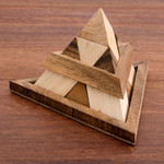 Wood puzzle, 'Intricate Pyramid' - Raintree Wood Pyramid Puzzle from Thailand