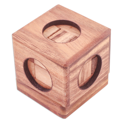 Wood puzzle, 'Soma Cube' - Raintree Wood Soma Cube Puzzle from Thailand