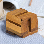 Wood puzzle, 'Elegant Hexagon' - Hexagonal Raintree Wood Puzzle from Thailand