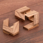 Wood puzzle, 'Elegant Hexagon' - Hexagonal Raintree Wood Puzzle from Thailand