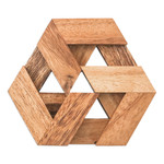 Wood puzzle, 'Elegant Hexagon' - Hexagonal Raintree Wood Puzzle from Thailand