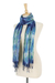 Tie-dyed silk scarf, 'Impressionist Sea' - Blue and Green Tie-Dyed Silk Fringed Scarf from Thailand (image 2e) thumbail