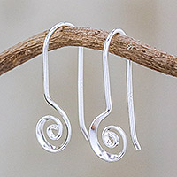 Sterling silver drop earrings, 'Tiny Spirals' - Spiraling Sterling Silver Drop Earrings from Thailand