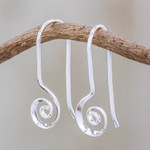 Sterling silver drop earrings, 'Tiny Spirals' - Spiraling Sterling Silver Drop Earrings from Thailand