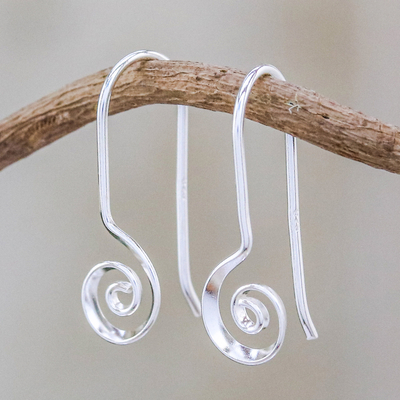 Sterling silver drop earrings, Tiny Spirals