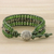 Onyx and jasper beaded wristband bracelet, 'Meadow Path' - Jasper Quartz Bead and Karen Silver Wristband Bracelet (image 2c) thumbail